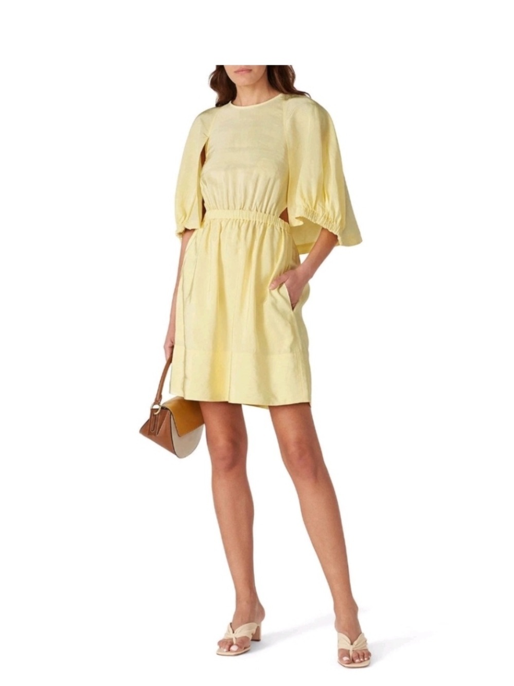 Tibi Buttercup Yellow Linen-Blend Mini Dress